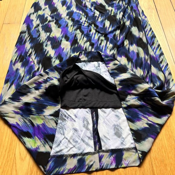 Boss Hugo Boss Size L Blue Black Abstract Print 3/4 Sleeve Ruched Sheath Dress - Picture 6 of 15